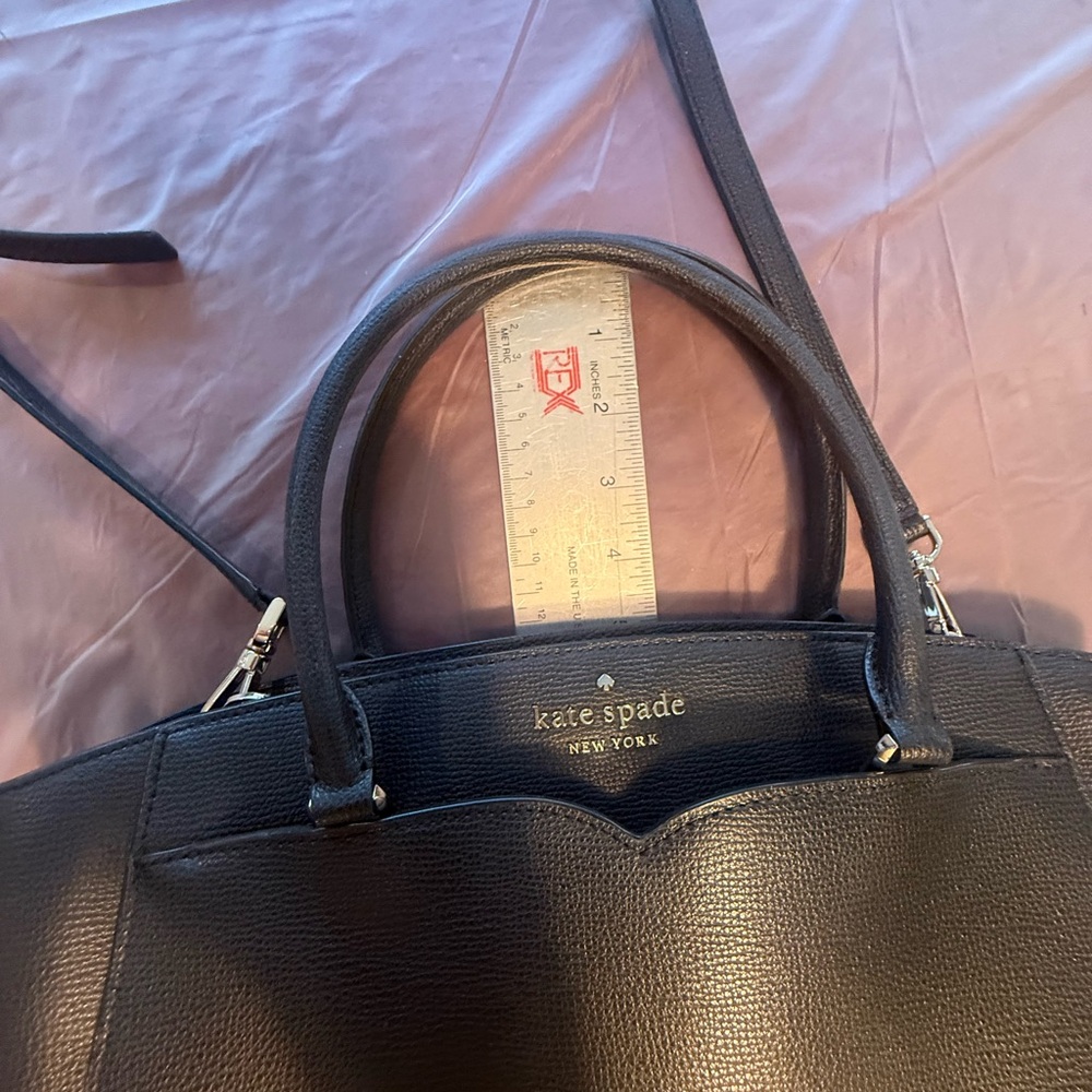kate spade Black Leather Structured Tote with Shoulder Strap - Picture 6 of 10